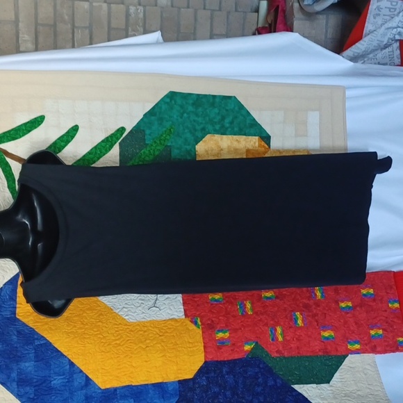 Lulus Deep in Thought Black Ribbed Shift Dress w/Asymmetrical Raw Hem -Sz xl - Picture 4 of 6